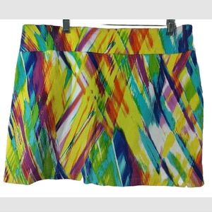 Attyre New York Multi-colored Rainbow Abstract Tennis Skort Sz 14 EUC